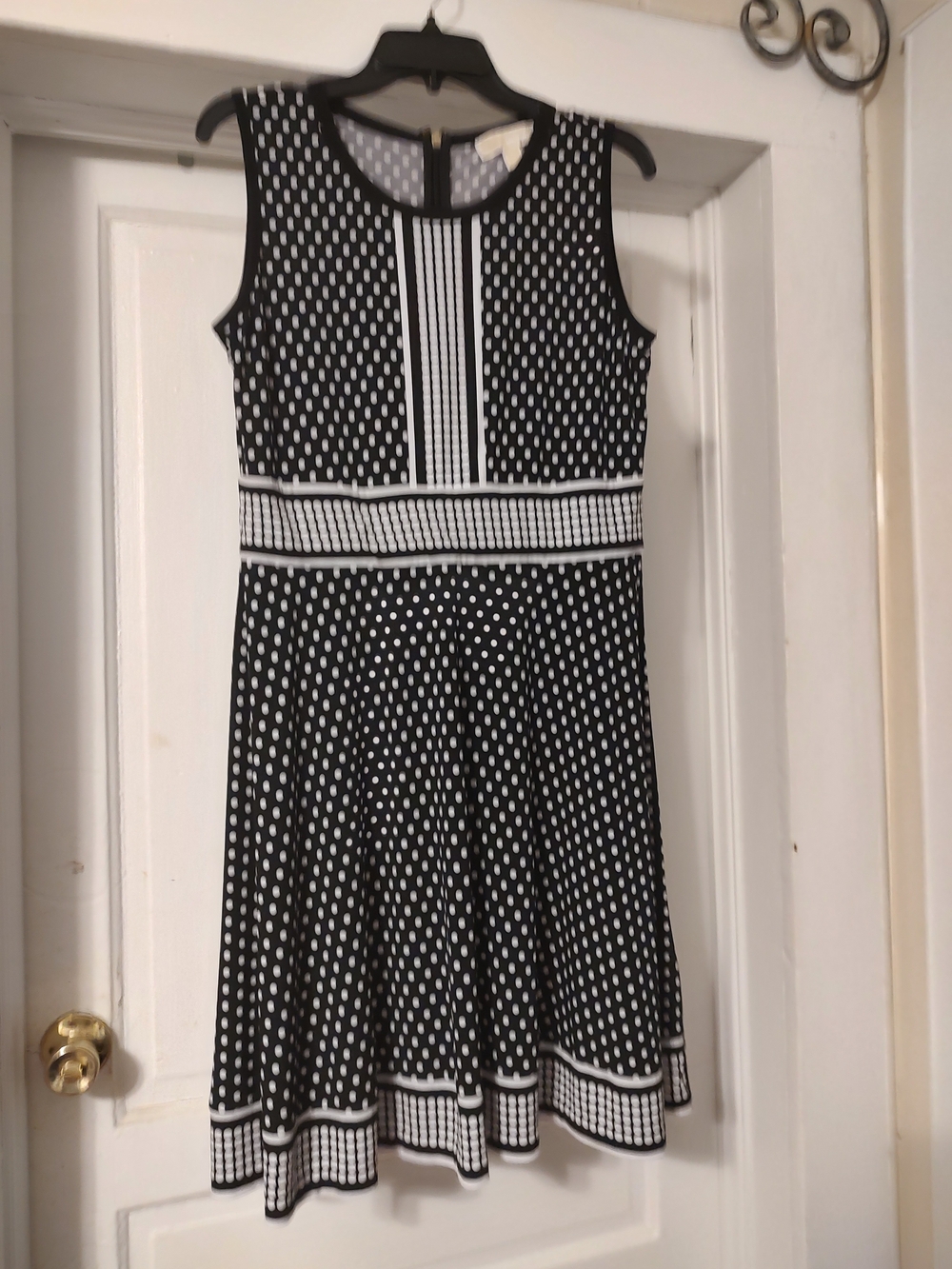 Michael Kors Black and White Polka Dot Fit-and-Flare Dress